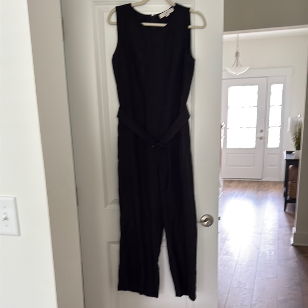 LOFT Black Sleeveless Jumpsuit with Streamlined Silhouette
